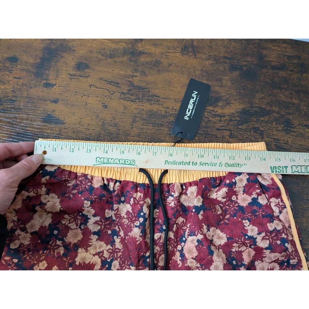 Incerun Shorts Women's Running Shorts High Waist 4" Small NWT Floral Red Orange - Picture 7 of 12